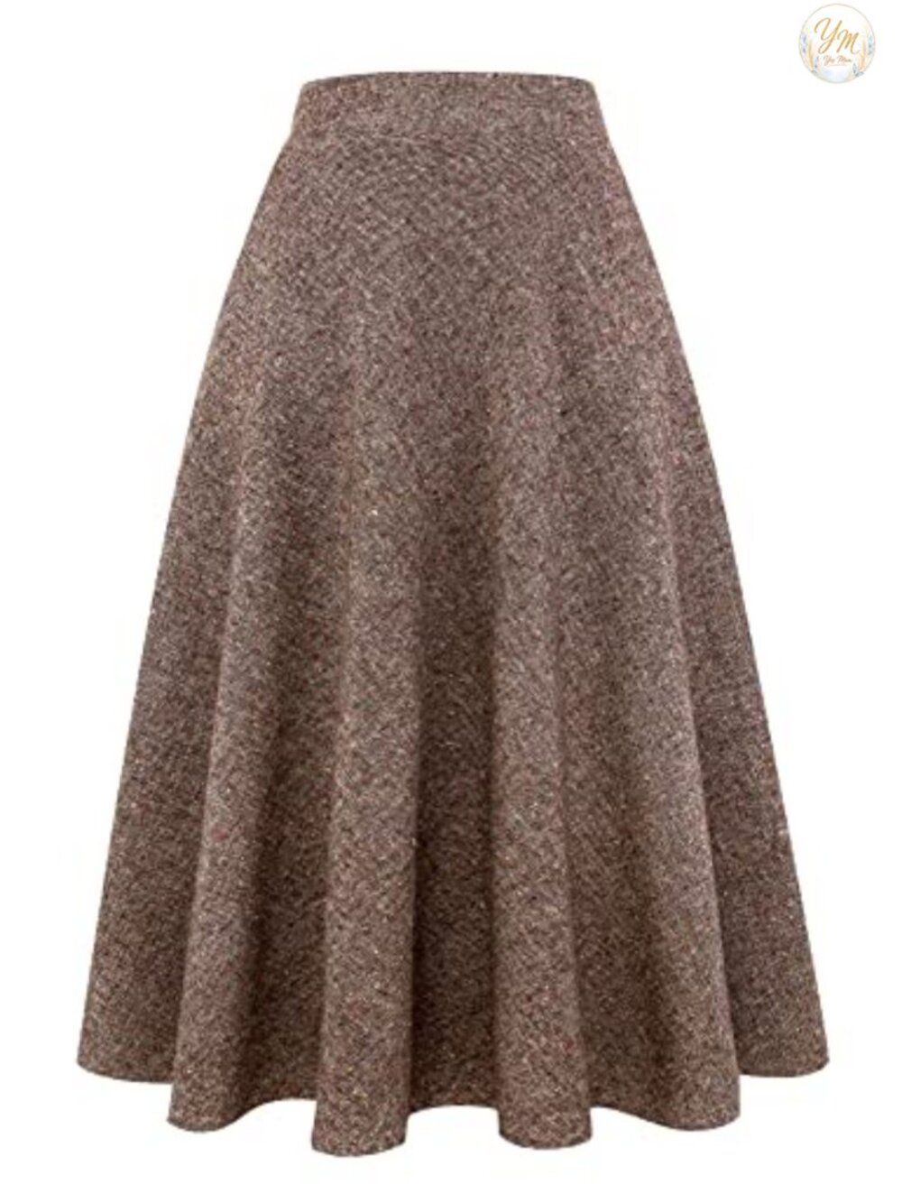 Plaid Wool Blend High Waist A-Line Maxi Skirt Warm Winter